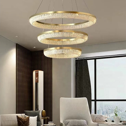 Luxury Stainless Steel K9 Crystal Chandelier Living Room Dining High-Grade Stainless Steel Pendant Light Luxury Crystal Chandelier