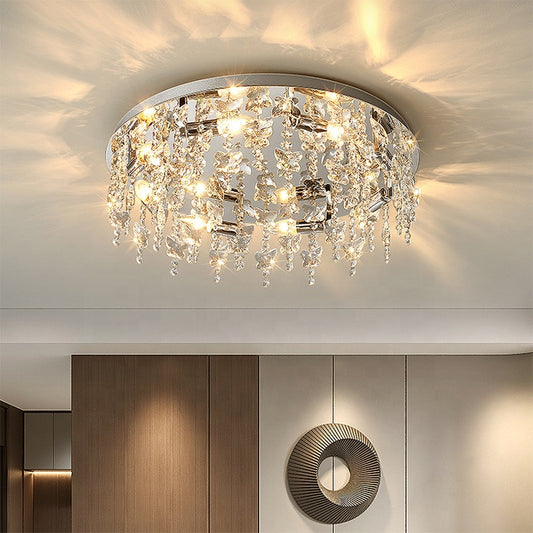 Nordic Luxury Stainless Steel Lighting Indoor Decoration Dining Room Crystal Ceiling Lamp
