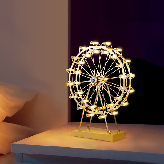 Modern Desk Light Luxury Home Wine Cabinet Desktop Metal Decorations Rotatable Creative Ferris Wheel Ornaments Table Lamp