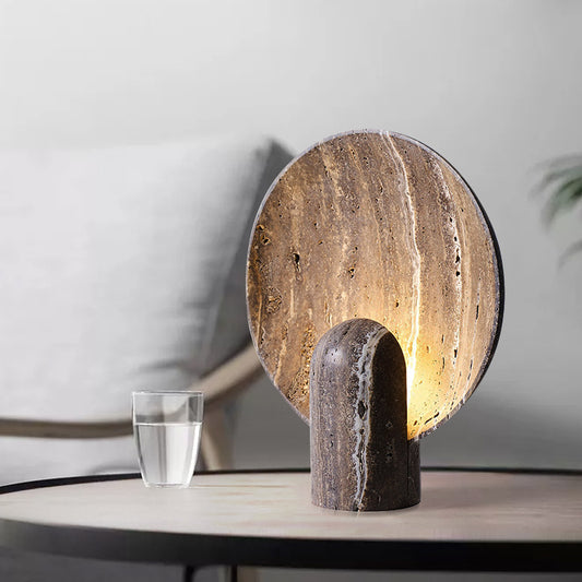 Creative Living Room Brown Luxury Dark Travertine Rock Minimalist Nordic Bedroom Home Decor LED Modern Marble Table Lamp